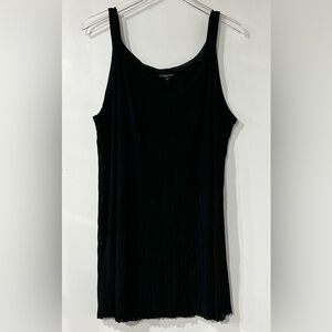 Eileen Fisher Rayon Nylon Pleat‎ V Neck Tank in Black 2X